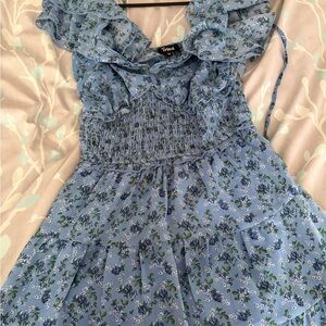 Trixxi Blue Floral Dress with Ruffles